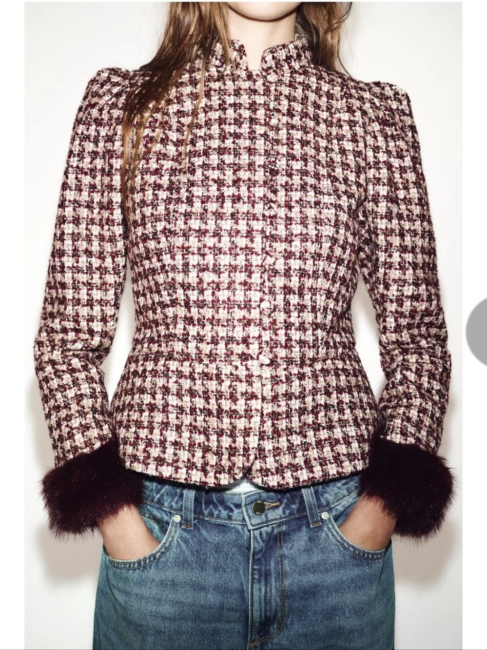 Zara HAIRY CUFF STRUCTURE BLAZER(XS)